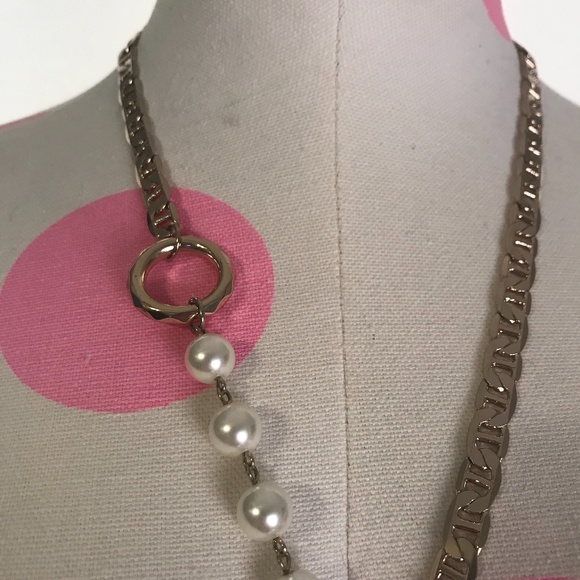 Anchors and Pearls Long Gold Necklace - Picture 6 of 7